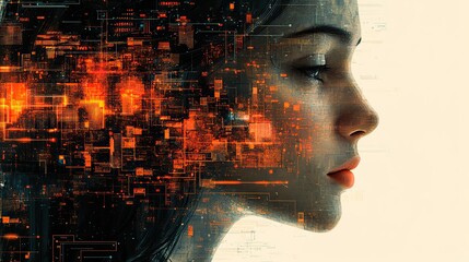 Poster - conceptual AI and quantum computing in the business and tech world.stock photo