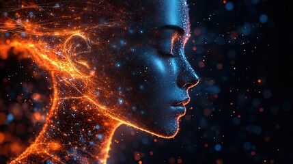 Poster - conceptual AI and quantum computing in the business and tech world.illustration