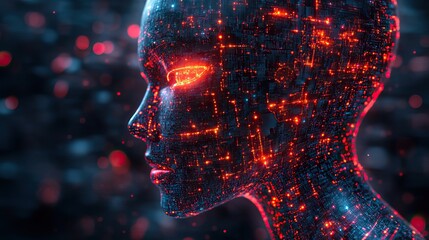 Poster - conceptual AI and quantum computing in the business and tech world.