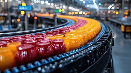 Aufkleber - conveyor belt section of food manufacturing plant with automatic packaging systems.illustration