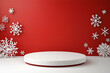 © Gibster - Elegant podium with red background and white snowflakes