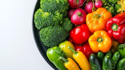 Poster - Vibrant Vegetables on a Clean Plate with Copy Space