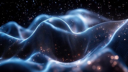 Fototapete - digital mesh pattern with woven lines and network dots representing futuristic technology.stock photo