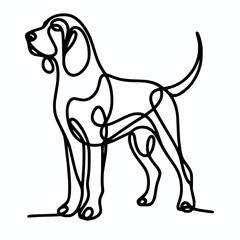 Minimalist simple line black and tan coonhound vector outline illustration