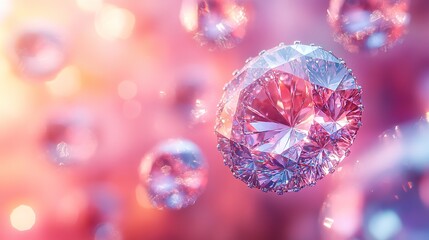 Poster - dreamy pastel background with sparkling diamonds floating, creating an enchanting display.illustration