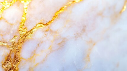 Poster - This marble surface displays stunning gold veins interwoven throughout the elegant white stone, embodying luxury and sophistication