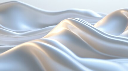 Poster - The serene white wavy landscape features smooth, flowing forms illuminated by soft natural light, creating a tranquil atmosphere