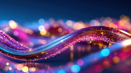 Fototapete - Undulating waves of colorful light shimmer and dance, casting a vibrant glow in a captivating and dynamic atmosphere