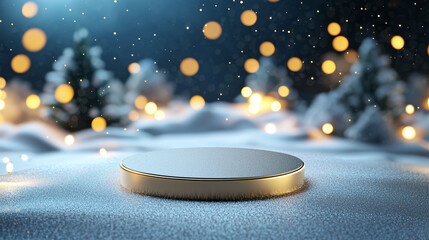 Poster - soft winter themed backdrop with glowing podium creates magical atmosphere