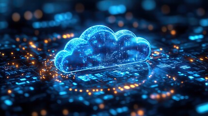 Leinwandbilder - futuristic cloud icon with an upward-pointing arrow highlights the growing trend of digital transformation in business and technology.image