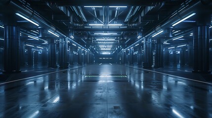 Poster - Futuristic Manufacturing Plant with Automated Systems Producing High-Tech Components