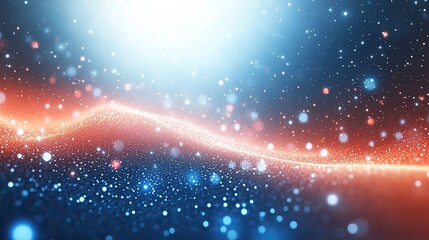 Poster - futuristic technology background with blue and red dots, featuring white space in the center for text or branding.illustration