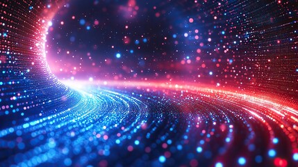 Aufkleber - futuristic technology background with blue and red dots, featuring white space in the center for text or branding.image