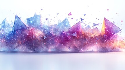Aufkleber - geometric pattern of blue and purple triangles, flying across white background for tech-inspired illustration