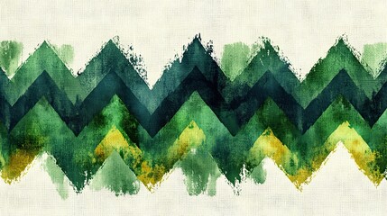 Leinwandbilder - green geometric zigzag pattern on white creates seamless ethnic design for fabric, cards, or wallpapers with bold aesthetic.image