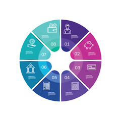 Fototapete - Banking and Finance infographic with 8 steps, parts, options