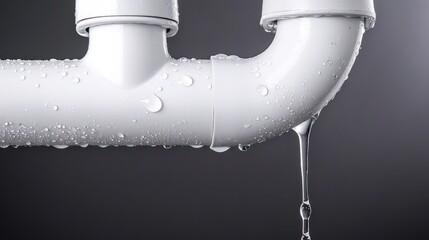 Poster - Leaking pipe joint in an apartment with water droplets, highlighting urgency for plumbing repair and maintenance