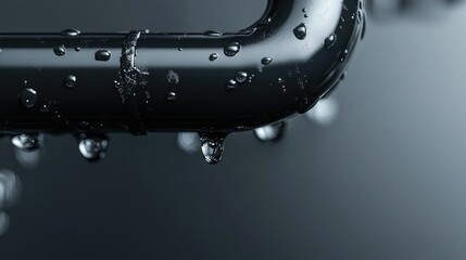 Poster - Leaking pipe joint in an apartment with water droplets, highlighting urgency for plumbing repair and maintenance