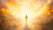 © suwatthana - Jesus Christ Walking on Clouds with Bright Light, God, Christianity, Religion, Faith, Heaven