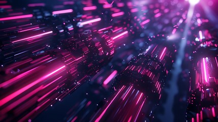 Aufkleber - Futuristic Factory With Neon Lights and Advanced Robotics, Where AI Controls Autonomous Manufacturing Processes With Precision