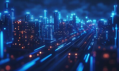 Poster - High-Tech Industrial Port With Autonomous Vehicles, Ships, and Drones Connected by AI-Driven Networks and Blue Energy Lines