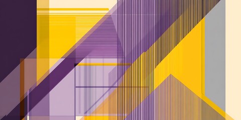 Poster - A background design with yellow and purple lines, minimalist lines of light and shadow, and geometric shapes.