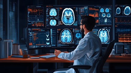 Poster - Doctors Examining MRI and X Ray Scans to Identify Health Issues and Determine Appropriate Medical Procedures and Treatments
