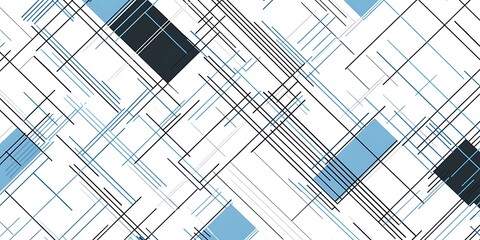 Poster - A seamless pattern with digital blue and black lines, their colors creating an abstract tech-inspired design on white background, vector illustration minimalistic, simple clean.