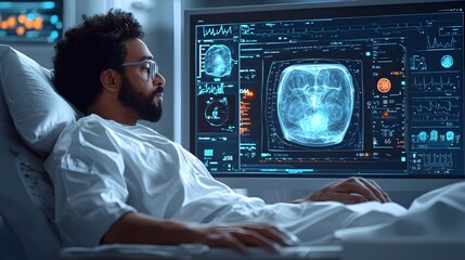 Poster - Real Time X Ray Scan Monitoring Medical Procedure Flat Design Medical healthcare technology concept with flat style icon for radiology diagnosis and treatment