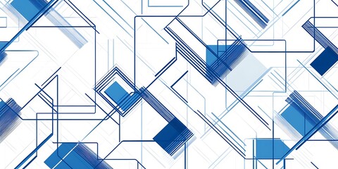 Poster - A seamless pattern with digital blue and black lines, their colors creating an abstract tech-inspired design on white background, vector illustration minimalistic, simple clean.
