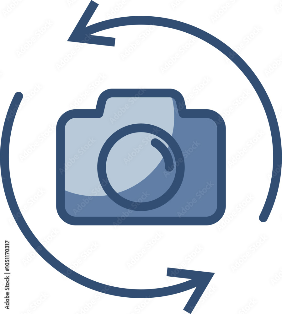 camera rotate vector icon, transparent background. replaceable blue ...