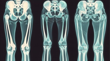 Poster - detailed x ray visualization of bone joints and detection system illustrated in flat design style on