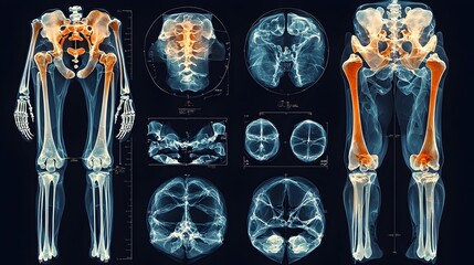Poster - detailed x ray showcasing a bone joint detection system with a clean flat design aesthetic on a isol