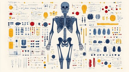 Poster - Detailed X Ray Scan of the Skeletal System Isolated on a White Background Flat Design for Medical Diagnostics Healthcare and Scientific Research Purposes