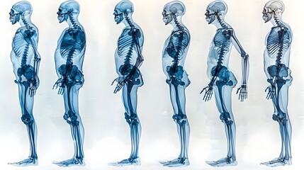 Poster - Detailed X Ray Examination of Human Skeletal Structure with Advanced Detection and Analysis System Displayed in Flat Minimalist Design