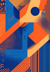 Poster - vector graphic design with lines, flat style, geometric shapes, symmetrical composition, simple background, symmetrical lines, isometric angle, clean lines.