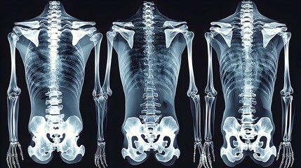 Poster - a medical x ray image displaying a clear visualization of the skeletal system and bone structure aga