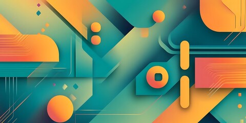 Poster - vector graphic design with lines, flat style, geometric shapes, symmetrical composition, simple background, symmetrical lines, isometric angle, clean lines.