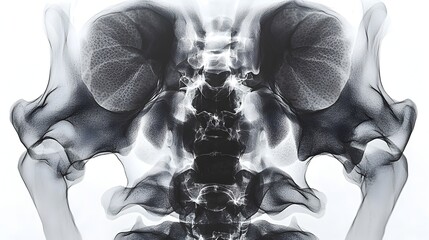 Poster - Detailed of bone detection through x ray scan in a clean flat and minimalist design style  This digital graphic showcases the medical and healthcare concept of skeletal analysis and radiology