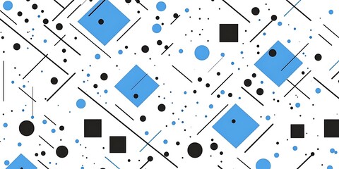 Poster - A seamless pattern with digital blue and black lines, their colors creating an abstract tech-inspired design on white background, vector illustration minimalistic, simple clean.