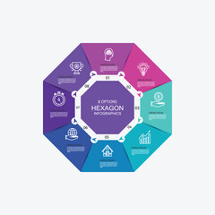 Poster - Hexagon 8 options infographics template. Infographics for business presentations