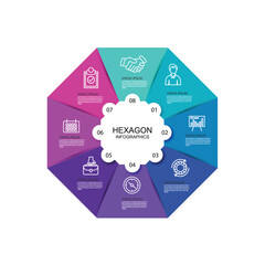 Poster - Hexagon 8 options infographics template. Infographics for business presentations