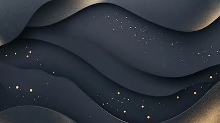 Wall Mural - a black and white image of a wave abstract black and gold gradient papercut geometric background