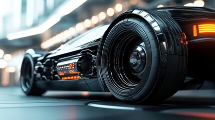 Poster - Sleek Vehicle Close-Up with Innovative Wheel Design