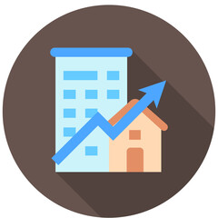 Real Estate Growth rounded flat multi color icon, use for UI, UX, app and web development, digital or print. for industry, education, business, finance, economic development theme.