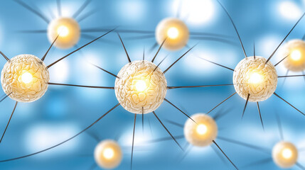 Poster - Digital representation of glowing neurons connected by synapses, showcasing intricate details and vibrant colors. This captures essence of neural communication and brain activity
