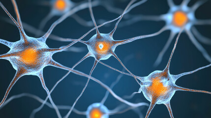 Poster - digital representation of neurons showcasing intricate connections and vibrant colors, illustrating 