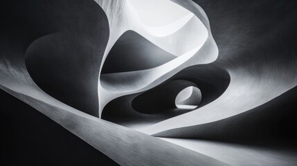 Poster - Abstract geometry filled with flowing white lines creates a sense of movement within a deep, monochromatic backdrop.