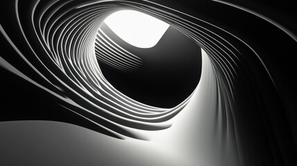 Poster - Abstract geometry filled with flowing white lines creates a sense of movement within a deep, monochromatic backdrop.