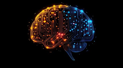 Aufkleber - logo featuring an abstract brain made of colorful lines and dots on black background.
